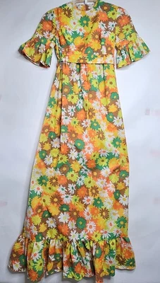 Maxi Vestido Floral Multicolor Talla 31 Pulgadas Pecho Niña Sin Marca Foto 1 de 4
