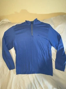 Tommy Bahama Mens Medium Blue Zip Neck Shirt - Picture 1 of 5