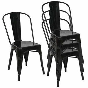 Pack 4 sillas comedor salon vintage industrial, acabado en acero y madera, Tolix - Imagen 1 de 11