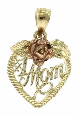 14k Yellow and Rose Gold MOM Heart Charm. - Image 1 of 4