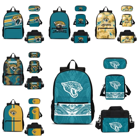 Jacksonville Jaguars Kids 4PCS Backpack Set Lunch Box Crossbody Bag Pencil Case Cover