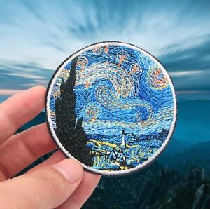 Starry night iron on patch Art mood painting Vincent van Gogh iron-on patches