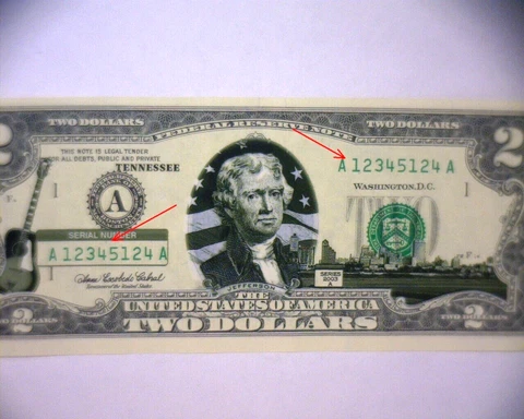 2003 A $2 FRN 🌟COLORIZED OVER-LAY🌟LADDER SERIAL NUMBER🌟AA BLOCK🌟TENN🌟 "UNC" Cover