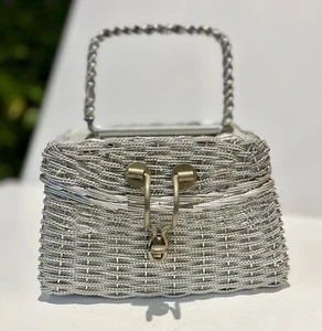 Bolso de mano metálico plateado tejido con alambre cesta caja bolso MCM RARO DIFÍCIL DE ENCONTRAR de colección - Imagen 1 de 12