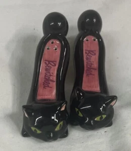 Bewitched Salt & Pepper Shakers High Heel Cat Shoes 693 - Picture 1 of 5