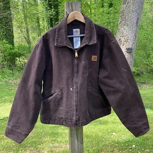 Carhartt Men's J310 DK8 Detroit Jacket Canvas Full Zip Denim Brown Size Large - Picture 1 of 12