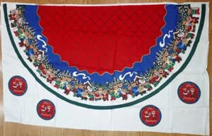 Vintage Weihnachtsbaum Rock & 4 Ornamente Teddybären Dorf Szenen Urlaub Neu - Bild 1 von 3