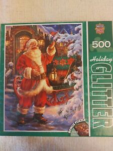 Master Pieces "Jolly Saint Nick" Dona Gelsinger 500 Piece Glitter Puzzle NEW