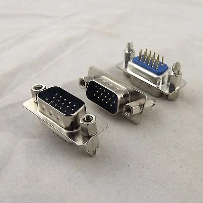 10x D-SUB DB15 DP15 15Pin Male DIP PCB Solder Connector Adapter 3 Row Lock Screw - Image 1 of 4