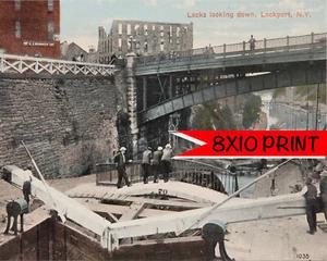 Erie Canal Locks Lockport NY c1910 Vintage 8"x10" Print Wall Decor P-112 - Picture 1 of 1