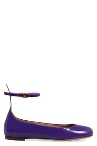 Valentino Garavani Tan-Go Patent Ballerina Flat 7.5 US 37.5 EU Electric Violet - Picture 1 of 3