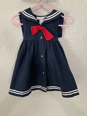 Sophie Rose Girl's Nautical Sailor Navy Cotton Sleeveless Dress Size 12 Months - Image 1 of 4