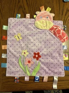 TAGGIES lila gepunktet Plüsch Giraffe Lovey Sicherheitsdecke Blumen Schmetterling - Bild 1 von 3