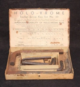 HOLO KROME SOCKET SCREW KEY SET NO 33 METAL BOX WITH 13 PIECES VINTAGE TOOL - Picture 1 of 12