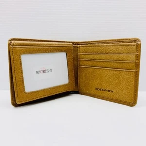 Bostanten Leather Slim Brown Mens Biofold Wallet New with Box - Picture 1 of 9