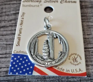 Sterling Silver 18mm round says Mammoth Cave Nat'l Pk double side Kentucky Charm - Picture 1 of 10