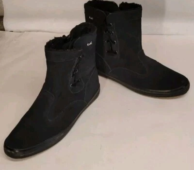 Botas altas de cuero gamuza Keds para mujer 9,5 negras imitación piel de oveja cremallera mocasín Foto 1 de 4