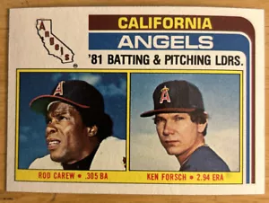 1982 Topps Angels ‘81 Batting Pitching Leaders Rod Carew Ken Forsch #276 EXMT - Picture 1 of 3