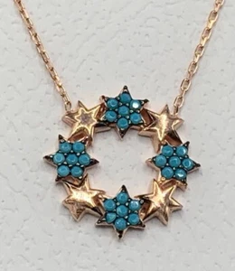 Sterne Kette Türkis 925er Silber - Bild 1 von 7