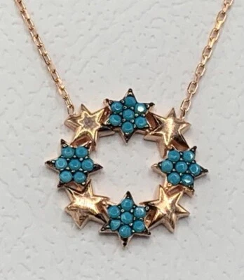 Sterne Kette  Türkis 925er Silber - Bild 1 von 4
