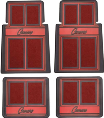 Juego de alfombrillas alfombrillas OER 4 piezas rojas/negras modelos Chevy Camaro 1967-2002 Foto 1 de 3