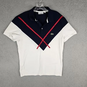 Polo Lacoste Piqué uomo grande bianca blu fantasia jacquard regolare PH8532 - Foto 1 di 8