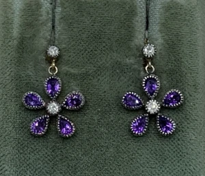 Pendientes con amatista y oro brillante y plata - Imagen 1 de 7