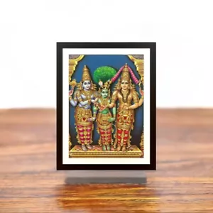 Meenakshi Amman Thirukalyanam Fotorahmen - 7x9" Hindu Wandkunst, Wandbehang - Bild 1 von 5