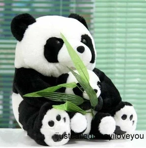 Lindo juguete suave de peluche de 22 cm PANDA Bears mamá y bebé con bambú de seda - Imagen 1 de 4