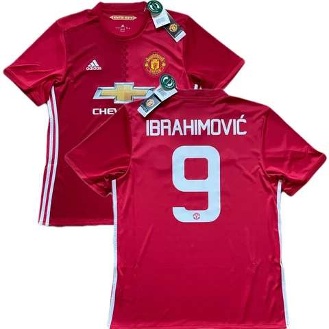 2016/17 Manchester United Home Jersey #9 Ibrahimovic Large Adidas Champions  NEW Cover