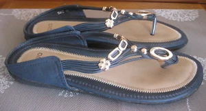 Novo,Navy Blue & Gold,Slip-On,Comfy,Casual,Smart,Modern Sandals.Size 10.NWOT - Picture 1 of 5