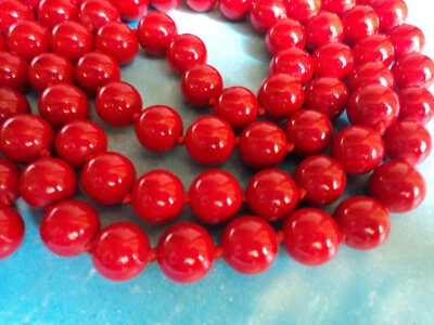 LUNGA COLLANA CORALLO NATURALE DA TORRE DEL GRECO CM 90  DIAM PERLA MM 8 - Immagine 1 di 4