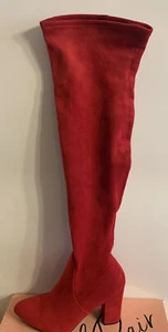 New - Women’s Wild Pair Red Micro Over The Knee Boots Size 7.5 M - Picture 1 of 9