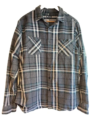 Camisa de franela pesada Matix gris verde negra a cuadros algodón grueso para hombre M nueva sin etiquetas Foto 1 de 4