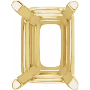 Cesta de oro amarillo 14k de corte esmeralda de 6 mm x 8 mm 4 clavijas montaje pesado - Imagen 1 de 3