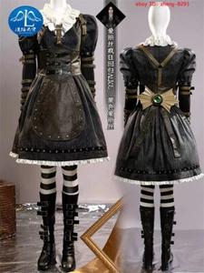 Game Alice: Madness Returns Black Alice Steamdress Cosplay Halloween Costume Set - Picture 1 of 18