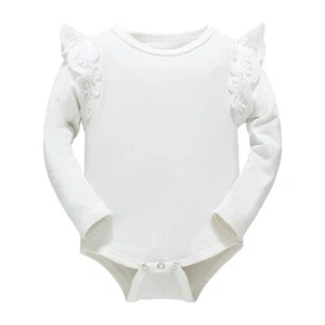 Baby Girls Boys Long Sleeve Bodysuit Baby Romper White 0-6 Months - Picture 1 of 6