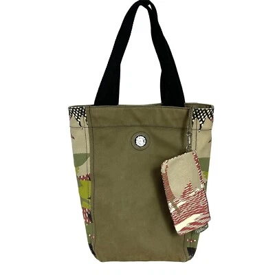 Bolso de Mano Kipling Grande Algodón Lona Verde Ejército + Bolsa Estampada con Cremallera Foto 1 de 4