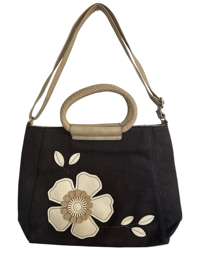 Bolso de Mano Relic Alcaravea Mediano Floral Mango Trenzado Marrón Fósil Excelente Estado Foto 1 de 4