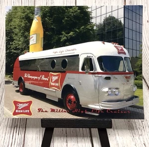 Beer Advertising MILLER HIGH LIFE CRUISER Restored Bus Postcard - Picture 1 of 4