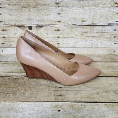 Franco Sarto Frankie Mujer Talla 8 Cuero Tostado Desnudo Tacones de Cuña Punta Zapatos Foto 1 de 4