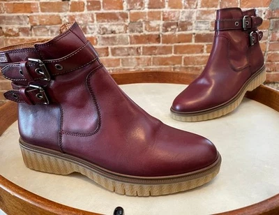 Pikolinos Granate Cuero Rojo Bruselas Motociclista Hebilla Botines 41 10.5-11 NUEVO Foto 1 de 4