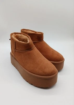 Botines Olivia + Kate Low Slung de piel sintética forrados plataforma talla 7 Foto 1 de 4