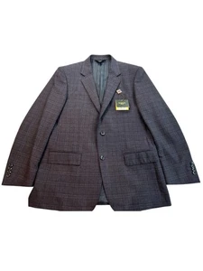 Baroni Men's 40R Tailored Wool Cashmere  Blazer Coat Charcoal/Purple 6MBE01/9 - Picture 1 of 10
