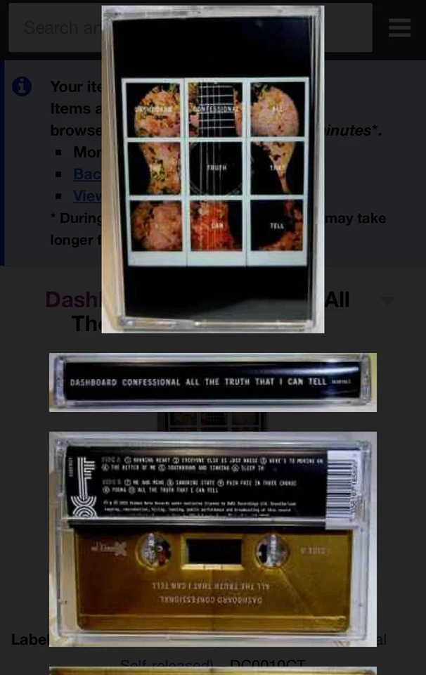 Dashboard Confessional "All The Truth That I Can Tell" Cassette New / Sealed EMO Foto 1 de 1