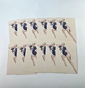 Vargas Set di 12 biglietti di auguri Navy Pinup Girl, senza buste, 1979 Pin-Up LItho - Foto 1 di 9