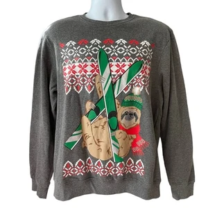 Holiday Time Ski Bum Sloth Ugly Christmas Sweater Size Med - Bild 1 von 4