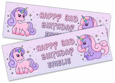 Banner Cumpleaños Unicornio Personalizado Cualquier Nombre Edad Equipo - Personalizado Niños Fiesta 42 Foto 1 de 4