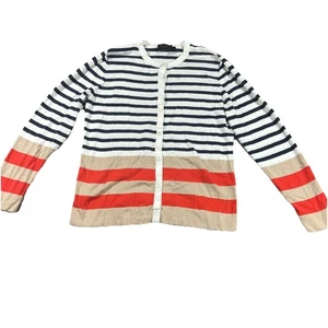 PENDLETON Damen Pullover Cardigan weiß mehrfarbig gestreift Large Baumwolle - Bild 1 von 9