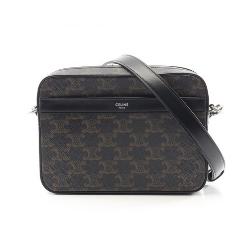 Borsa a tracolla CELINE Triomphe piccola messenger 113942EVJ38SI tela pelle BK NUOVA